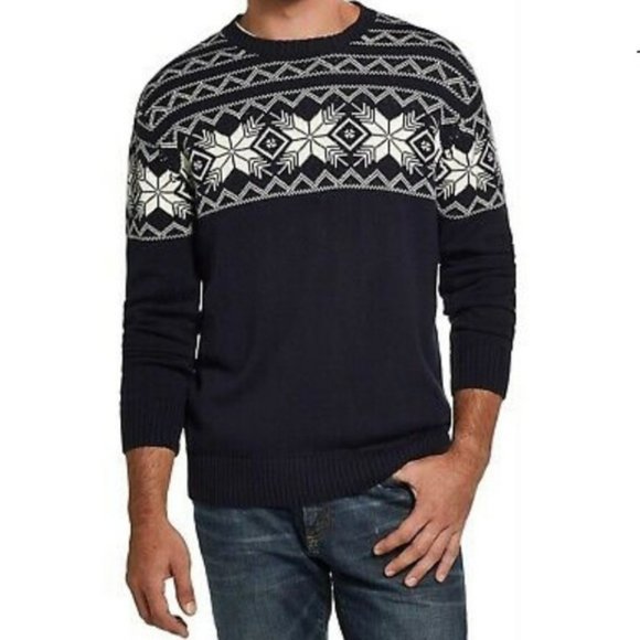 Weatherproof Other - NWOT Weatherproof The Holiday Sweater Navy Blue White 100% Cotton Sz M